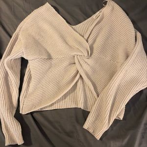 Cream Sweater with Twist Detail